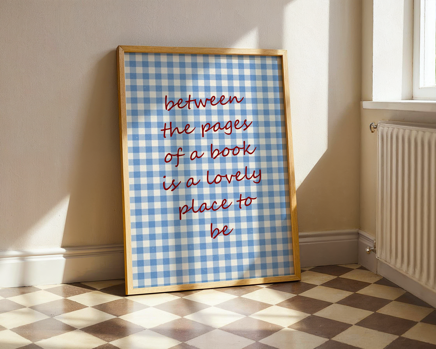 Between the pages of a book gingham Print
