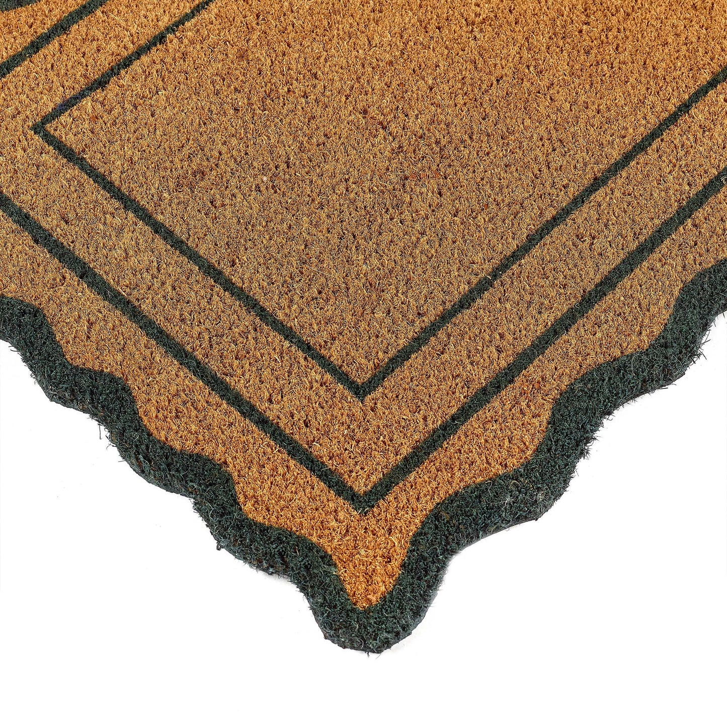 Printed Coir Green Scallop Border Doormat