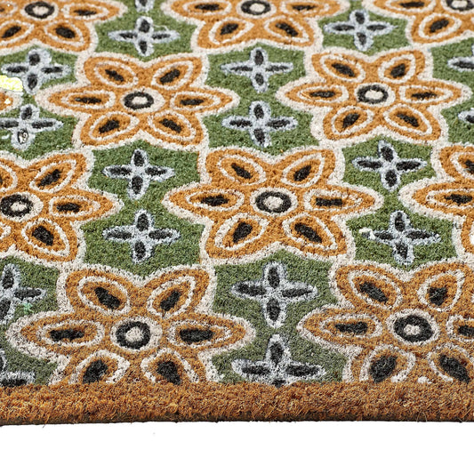 Sage Green Woodblock Coir Doormat – 45 x 75cm
