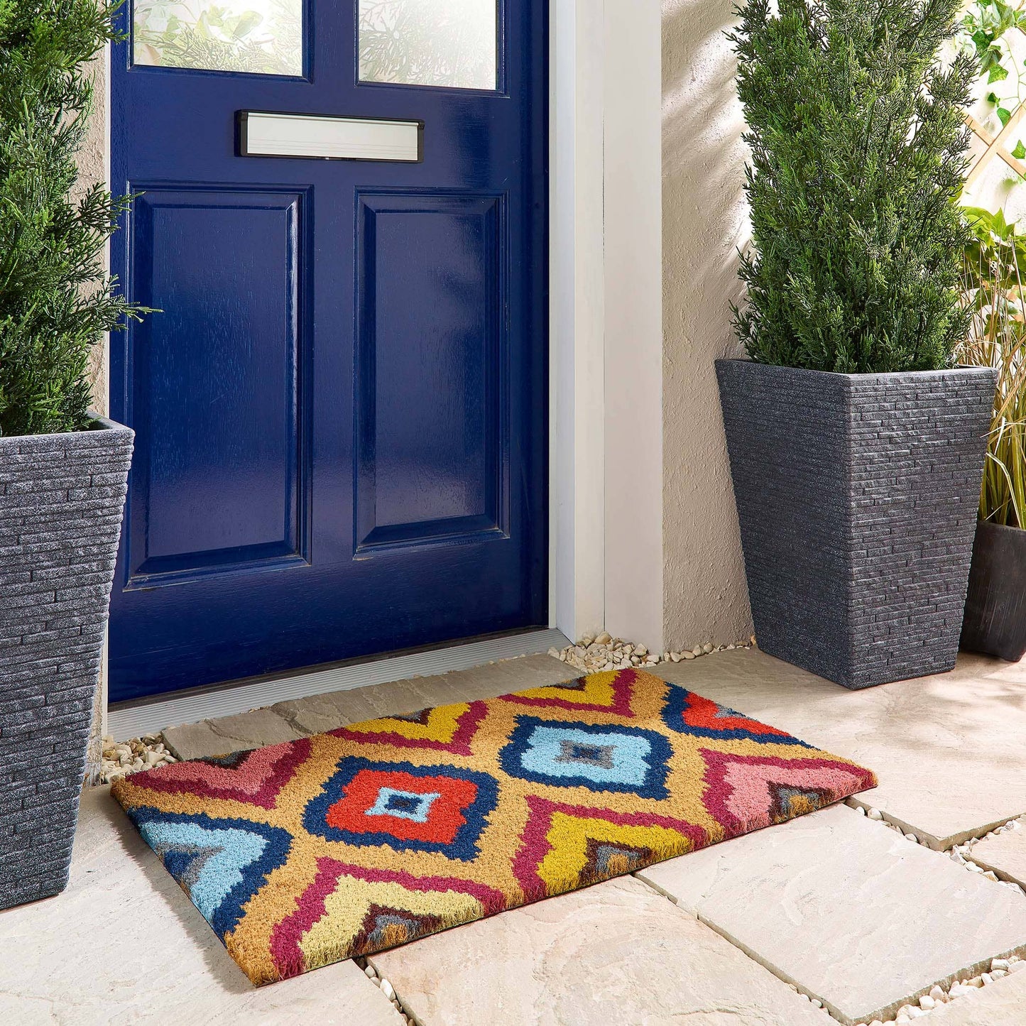 My Mat Printed Coir Bright Ikat Doormat: 045x075