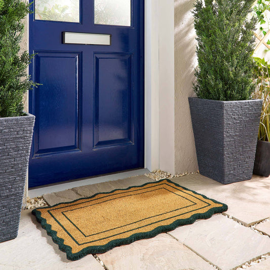 Printed Coir Green Scallop Border Doormat