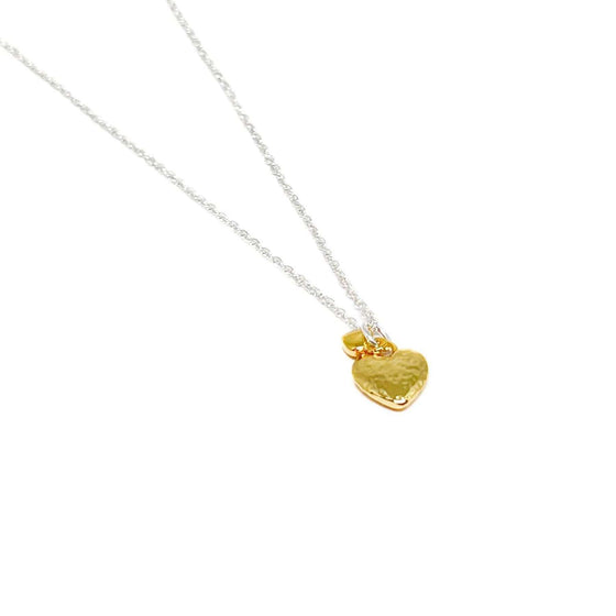Nola Hammered Heart Necklace Gold