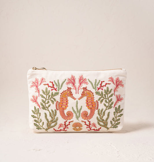 Elizabeth Scarlett Coral Seahorse Everyday Pouch