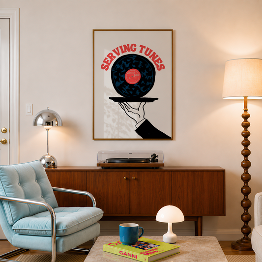 Serving Tunes Vinyl Record Print
