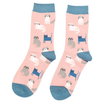 Ladies Bamboo Socks Cute Kittens Pink