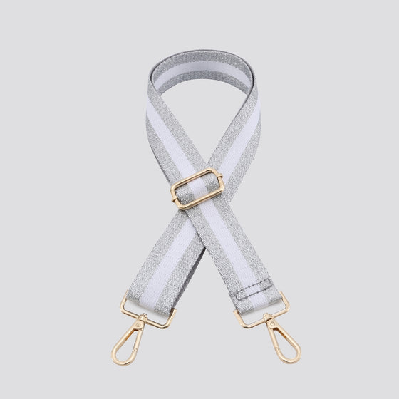 Bag Strap Stripe Silver Glitter/White