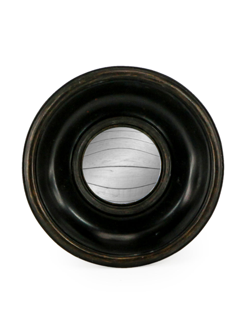 Antiqued Black Deep Framed Extra Small Convex Mirror