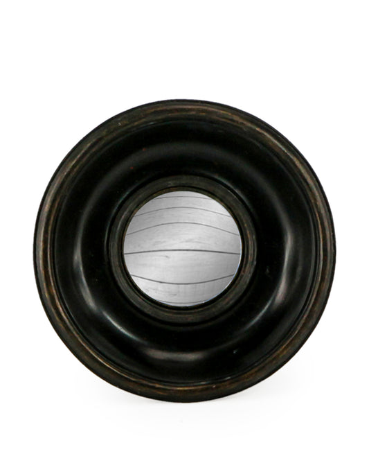 Antiqued Black Deep Framed Extra Small Convex Mirror