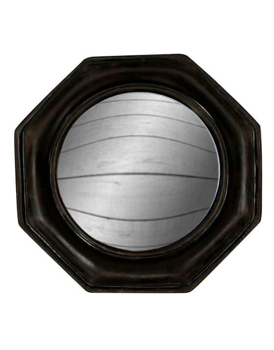 Antiqued Black Octagonal Framed Convex Mirror
