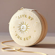  Sun and Moon Embroidered Round Jewellery Case Beige